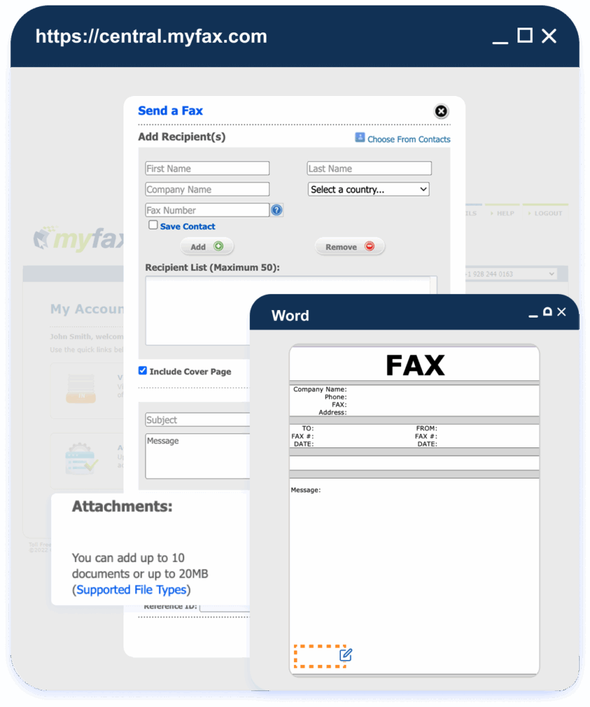 MyFax - using a fax cover sheet